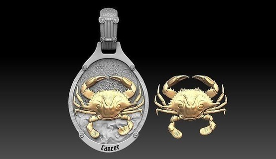 cancer zodiac pennant simbol horoscope astrological sign jewel jewelry necklace star pendants pendant animal bas relief jewellery crab 3d print model - Mito3D