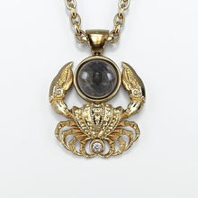 cancer zodiac sign pendant moonstone 003-07 jewelry necklace model 3d printable gold gemstone cabochon round stl pendants 3d print model - Mito3D