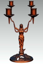 candlestick art noveau women body sculptures 3d print model - Mito3D