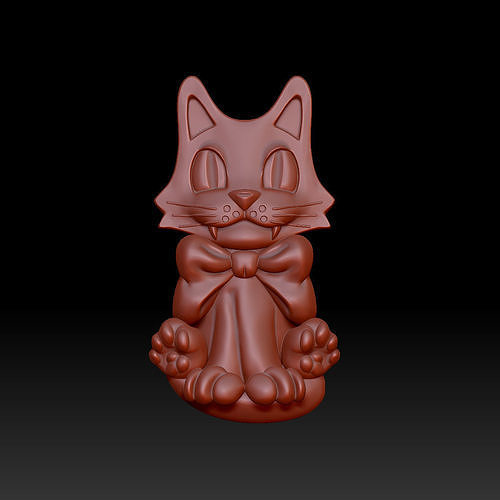 candy cat kitty animal art figurine relief bas 3D print model - Mito3D