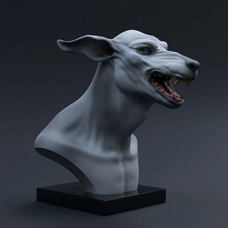 canine sculpt dog animal pet nature miniatures mammal doghead angrydog angry wild creature figurines realistic hunting beast werewolf wolf monster print art sculptures 3d print model - Mito3D