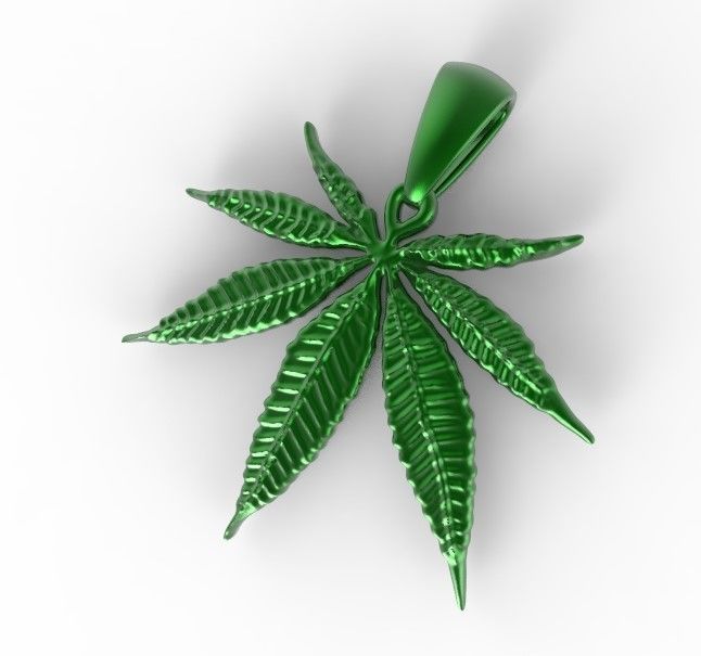 cannabis maconha folha pingente joalheria plantar prata natureza ouro jóia pingentes 3D print model - Mito3D