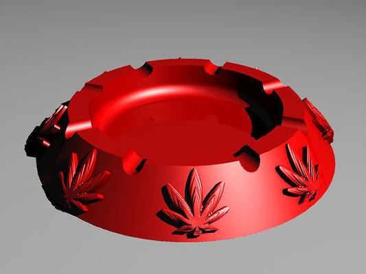 cannabis themed ashtray 3d printable home decor house weed marajuana smoke interior design decoration 3d print model - Mito3D