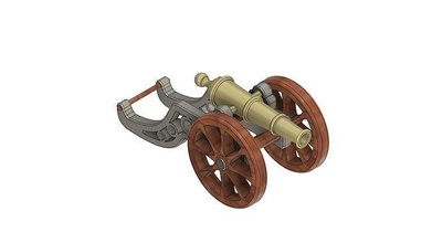 cannon on wheels war modelling upcrid weapon collections gun ww2 decoration model antique retro old military hobby diy 3d print model - Mito3D