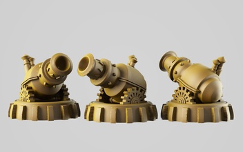 cannon warhammer cannons weapon fantasy steam steampunk gloomhaven gun war turret projectile artillery weaponry tabletop boardgame gloom haven miniature bomb 28mm 32mm games toys game accessories 3d print model - Mito3D