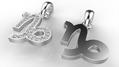 capricom pendant jewelry diamond gold gem pendants 3d print model - Mito3D