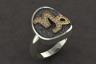 steinbock tierkreis zeichen ring diamanten schmuck steinbockring frauen horoskop zodiacring horoscopering ringe silber gold 3d print model - Mito3D