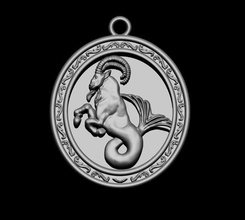 capricorn pendant art bas relief print design decoration jewelry sculpture animal gold platinum pendants download monument ring symbol 3d print model - Mito3D