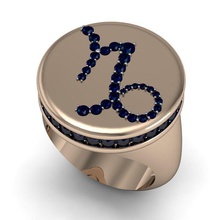 002 Oğlak yüzük modeli takı yazdırılabilir altın Gümüş symbol desen kolye fantezi zodiac burç astrolojik işareti elmas parlak oniks gem 3d print model - Mito3D