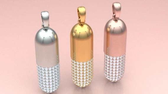 kapsül kolye elmas takı altın yazdırılabilir gümüş mücevher parlak Bilim tıbbi ilaç kolyeler 3d print model - Mito3D