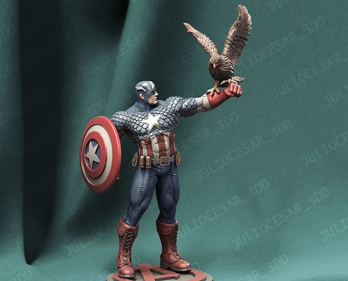 capitán america clásico maravilla vengadores hombre araña casco hulk thor acero viuda negra ojo halcón guardián galaxia glotón cíclope invierno soldado batman eeuu arte esculturas 3d print model - Mito3D