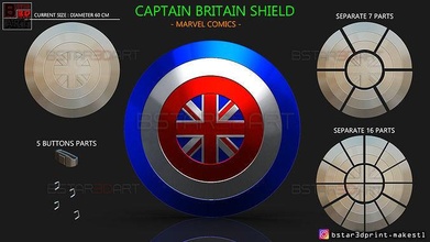 captain britain shield - marvel comics high quality america cosplay weapon steve vibrarium captainamerica avenger hydra hail peggy carter if games toys 3d print model - Mito3D