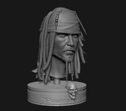 capitano jack passero pirata viso statua uomo carattere corpo arte ritratto galleria maschio testa sculture figurina 3d print model - Mito3D