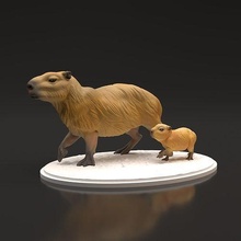 Wasserschweine 3d Drucken Tier Capybara Miniatur Skulptur Figur Sammlerstück Tierwelt Begleiter Kreatur realistisch Kunst Spielzeug niedlich Baby Nagetier Natur Skulpturen 3d print model - Mito3D