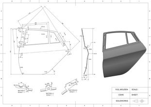 araba kapı paneli sac panel karoser mühendislik otomobil çelik yapısı mekaniği kamyon kaynak kaynaklı montaj oto vücut üretim damgalama süreç araç bölüm hobi diy Otomotiv 3d print model - Mito3D