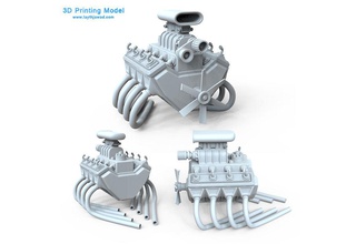 car engine 8 cylinders truck vehicle automobile axis printing printable physical technology hobby diy automotive 3d print model - Mito3D