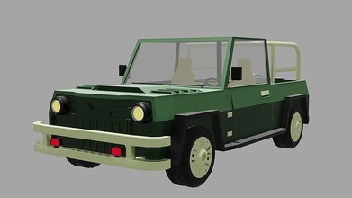 car poly metallic iron tire black green lowpoly games toys 3d print model - Mito3D