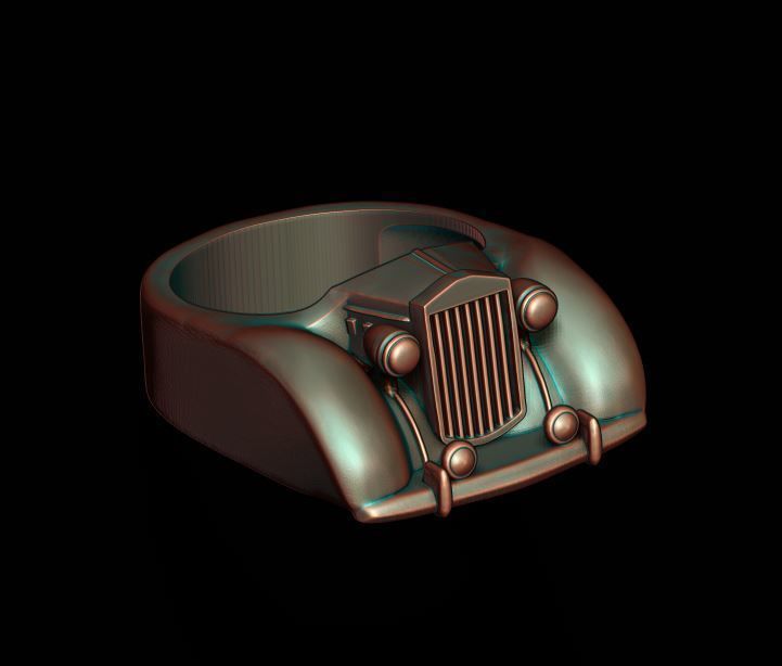 car ring 28 jewelry retro vintage gangster mob mafia chicago 30s antique al capone tire texas classic phaeton 14k 18k 585 925 875 rings 3D print model - Mito3D