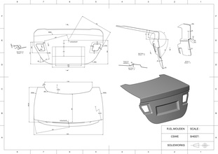 car trunk lid panel bodywork engineering sheetmetal automobile steel structure mechanics truck weld weldment auto body manufacturing vehicle hobby diy automotive 3d print model - Mito3D