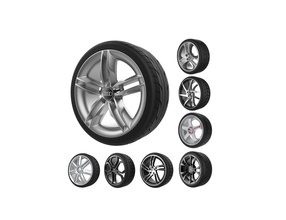 macchina ruote cerchi impostato kit ruota settore automobilistico pneumatico corsa cerchio sport prestazione camion passatempo fai 3d print model - Mito3D