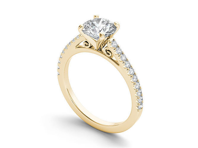 carat diamant bague anneaux bijoux or imprimable argent bijou engagement mariage brillant gemme blanc platine précieux sterling 3D print model - Mito3D