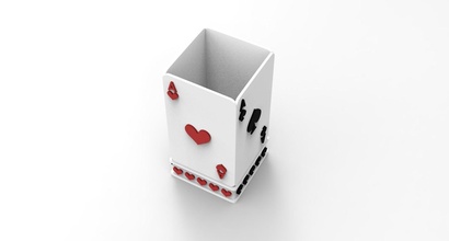 carte boîte crayon stylo récipient cartes dé chance jeux d'argent casino art cube pari chanceux jouant carré risque poker Jeux jouets 3d print model - Mito3D