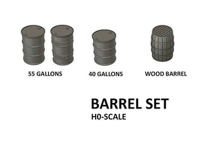 cargo 0017 barile tubo impostato h0 scale 19 elementi petrolio olio quercia legna piatto 55 galloni 40 passatempo fai 3d print model - Mito3D