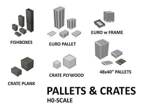 cargo-0023 pallet crate set h0-scale 23 items model railroad railway h0 scale pallets crates wood hobby diy miniatures 3d print model - Mito3D