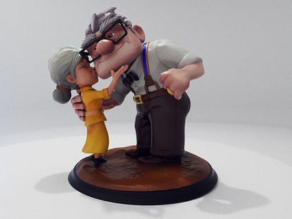 Carl Ellie 3d impressão modelo casal Disney pixar art3d personagem casamento arte esculturas amar mulher 3dprint figura Fredricken miniaturas estatuetas 3d print model - Mito3D
