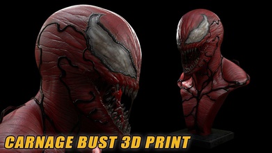 carnage bust skulpture character printbust art sculptures 3d print model - Mito3D
