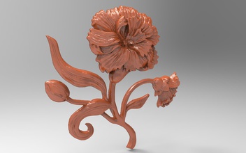 Nelke bas-relief cnc Kunst Blume bas die Erleichterung Skulptur carving Schimmel bedruckbar ist 3d-drucken obj stl zbrush artcam Skulpturen 3d print model - Mito3D
