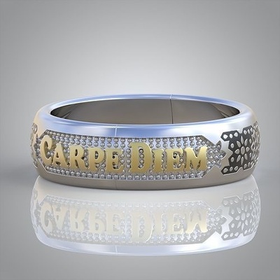 carpe diem ring 0301 3d printable model 8 jewellery jewelry jewel jewelery pendant pendants luxury rings earring earrings bracelet necklace wedding diamond gold platinum silver bangles 3d print model - Mito3D