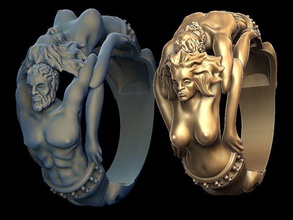 carrera adam eve ring print model coupe love gold printable jewelry rings 3d print model - Mito3D