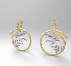 carrera bambu brincos jóias anel ouro jóia de prata sterling casamento diamante moda beleza vintag colar o engajamento printable pingente safira iluminação 3d print model - Mito3D