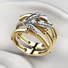 Carrera Bambu Stil Gold Ring druckbar drucken 3dprint Hochzeit Luxus Rubin Saphir Diamanten Edelsteine Engagement Platin Juwel Schmuck 3d print model - Mito3D