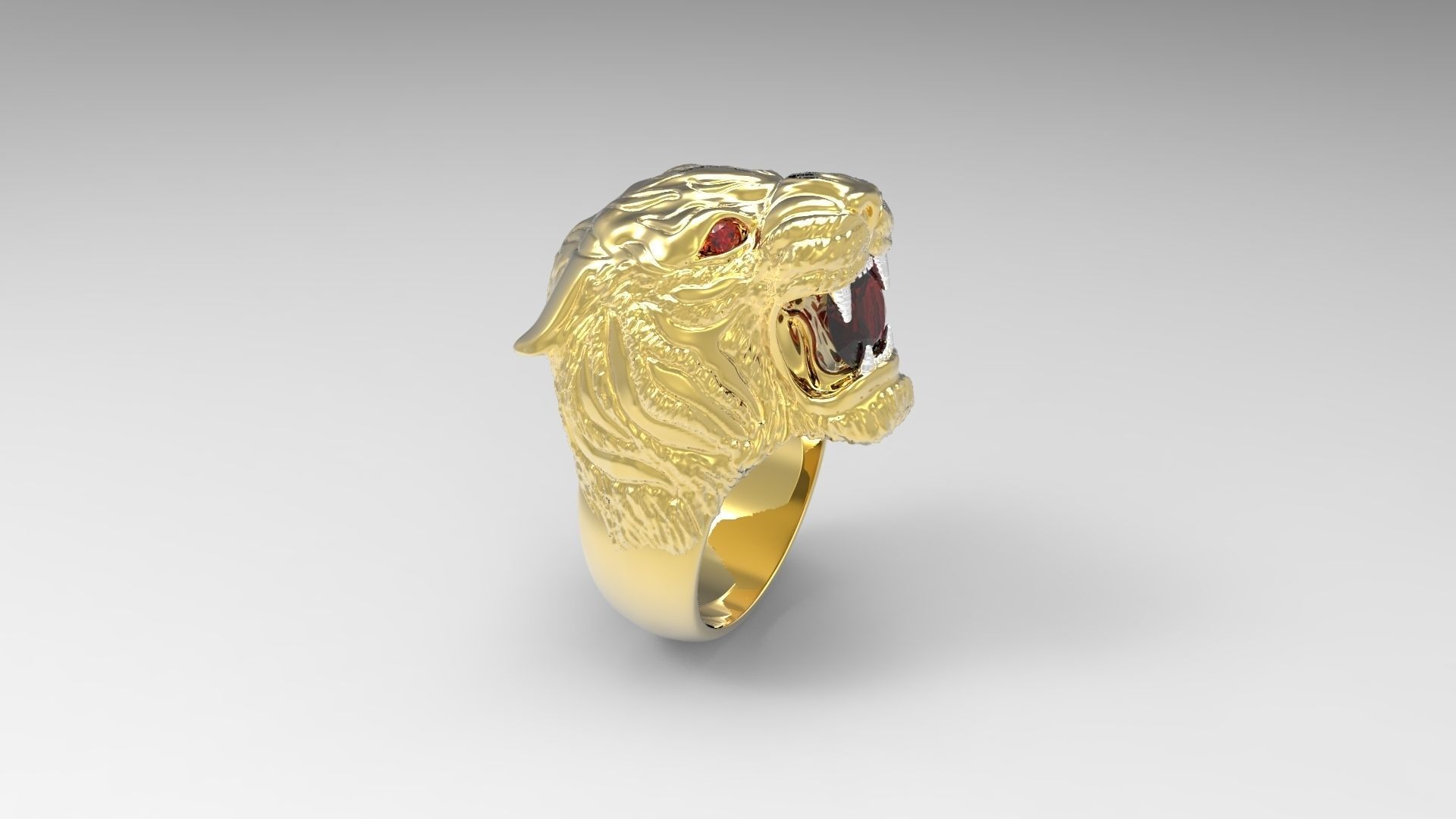 carrera big ring gem jewelry tiger cnc printing gold silver rings 3D print model - Mito3D