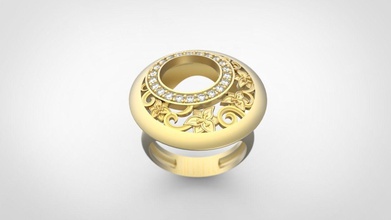 carrera y ring jewelry gold dimond gemstone fashion flowers rings 3d print model - Mito3D