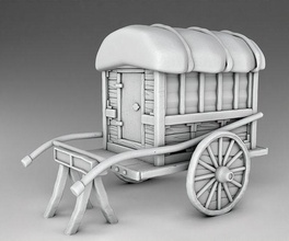 carriages wooden covered wagon 3d 3dprinting 3dprint house middleages wood 28mm miniatures stylized blizard warcraft castle decor toy building architecture rpg farm japon games toys board 3d print model - Mito3D