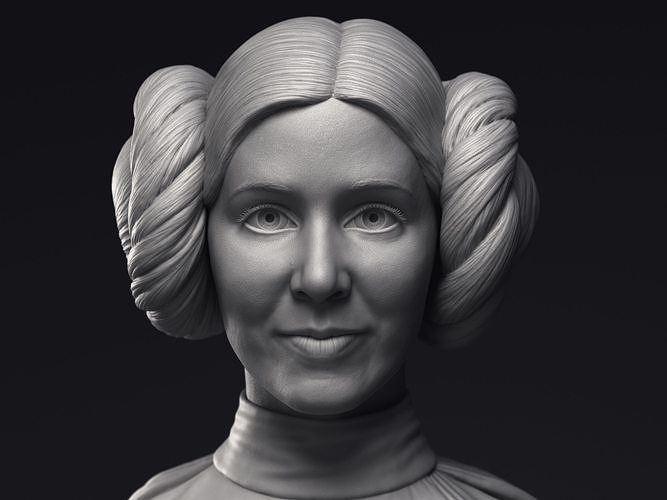 carrie pescatore as principessa leia organa fallimento stampabile 3d modello stella guerre han assolo wookie millennio falco jedi maestro stellari ribelli vigore luke skywalker scifi arte sculture 3D print model - Mito3D