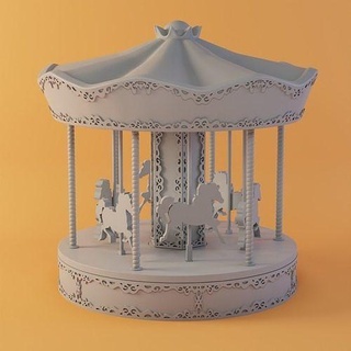carrousel horse merry go round printable christmas rotating turning art 3d print model - Mito3D