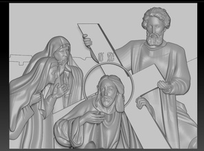 llevar la cruz art realización de el icono cnc jesús decoración escultura artesanía madera 3dcnc 3dmodelcnc modelo ortodoxia iglesia otros 3d print model - Mito3D