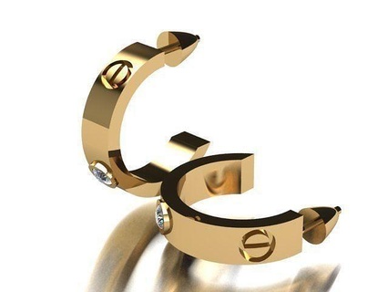 cartier orecchino elegante gioielleria design oro argento orecchini 3d print model - Mito3D