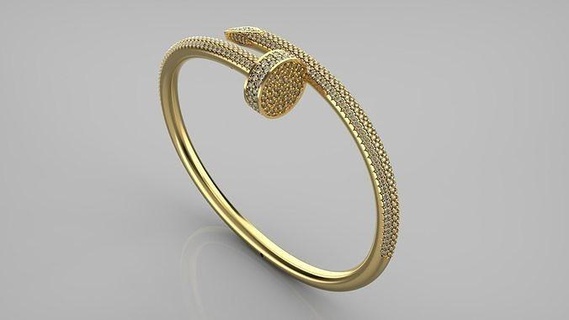 cartier justo clou joalheria ouro colar gema pulseira diamante pulseiras anel prata luxo platina brinco jóias moda 3d print model - Mito3D