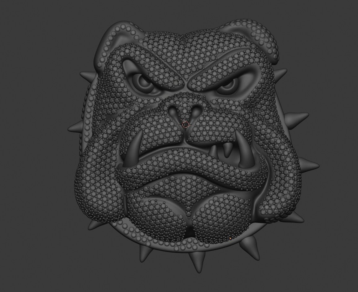 cartoon angry bulldog pave pendant gold silver mc jewelry animal dog necklaces 3D print model - Mito3D