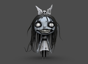 cartone animato carattere orribile zombie ragazza spaventoso terribile halloween umano tomba corpo fantasia immaginario creatura anatomia orrore figura testa demone lapide giochi giocattoli 3d print model - Mito3D