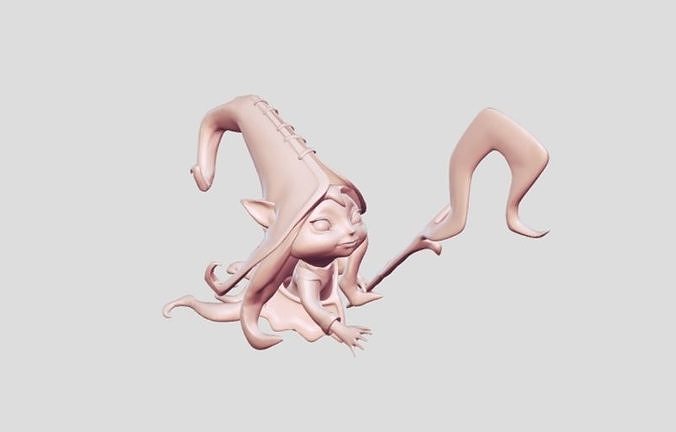 dessin animé personnage magie sorcière fille femelle femme Humain Halloween toon Fée enchanteresse fantaisie écoration décor sorcellerie balai miniatures art sculptures 3D print model - Mito3D