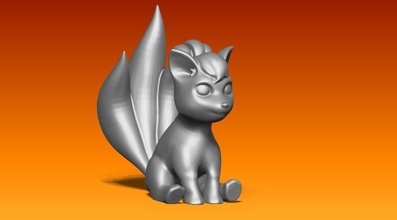 cartone animato volpe statua animale mammifero cane lupo natura stampa stampabile scultura ululato pokemon vulpix arte sculture 3d print model - Mito3D