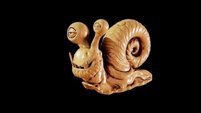 dessin animé drôle escargot personnage fantaisie animal jouet mignonne coquille limace créature bête stylisé statue figurine miniature mixeur spirale nature art sculptures 3d print model - Mito3D
