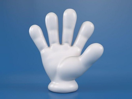 dibujos animados mano 5 dedos disney Mickey bobo anatomía dedo gesto emoción brazo guantes Plutón cuerpo toon juguete estatua firmar esculturas miniaturas Arte 3d print model - Mito3D