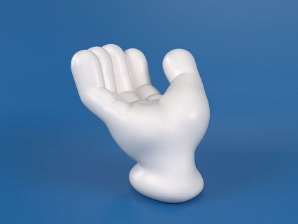 karikatür el 5 parmaklar dilenci Disney Mickey aptal anatomi parmak mimik duygu kol eldivenler Plüton vücut toon oyuncak heykel işaret heykeller Sanat 3d print model - Mito3D
